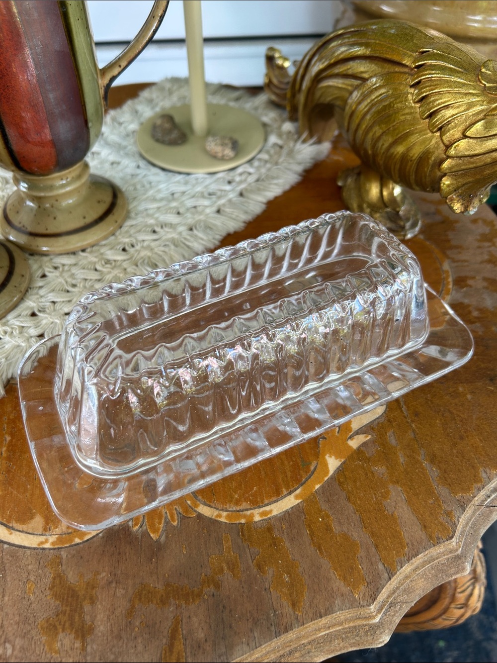 Vintage Mikasa Royal Suite Crystal Glass Covered Butter Dish